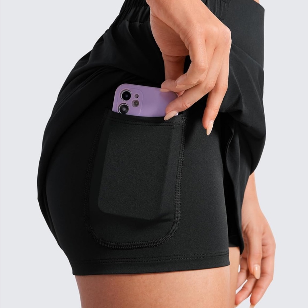 CRZ YOGA Black Athletic Shorts with Pocket- NEVER WORN